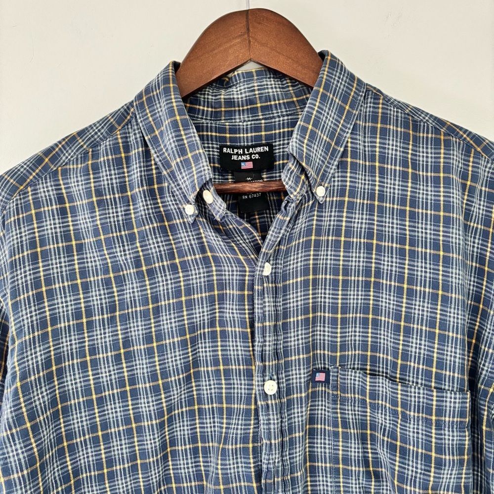 Ralph Lauren Jeans Co Plaid Button Down Shirt Medium Classic Preppy Old Money